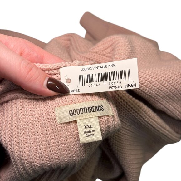 Goodthreads Vintage Pink Cotton V-Neck Tunic Sweater XXL NWT Soft Knit - Picture 6 of 6